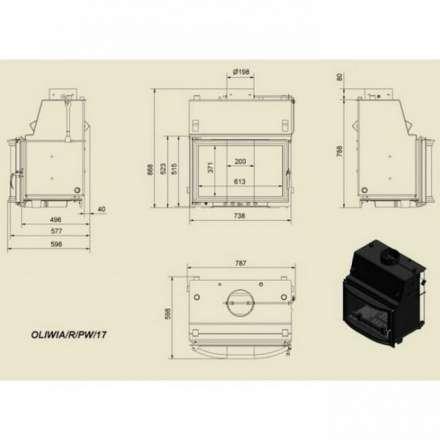 Каминная топка Kratki Oliwia/R/PW/17 в Бобруйске