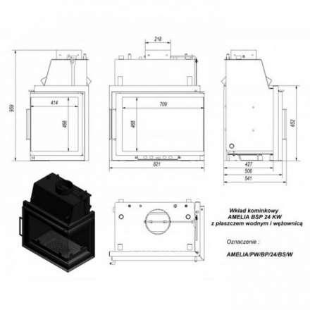 Каминная топка Kratki Amelia/PW/BP/24/BS/W в Бобруйске