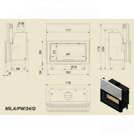 Каминная топка Kratki Mila/PW/24/G в Бобруйске