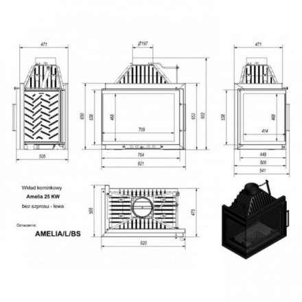 Каминная топка Kratki Amelia/L/BS в Бобруйске