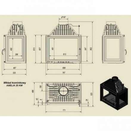 Каминная топка Kratki Amelia/LPT в Бобруйске