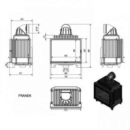 Каминная топка Kratki FRANEK/12 в Бобруйске
