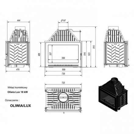 Каминная топка Kratki Oliwia/LUX в Бобруйске