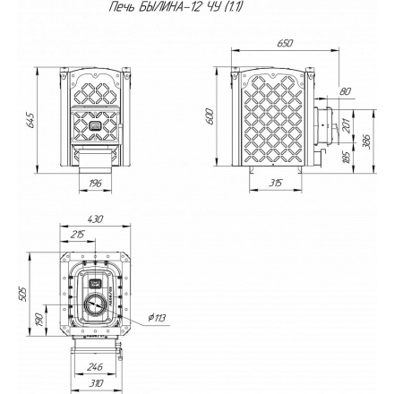 Печь для бани Теплодар Былина-12 ЧУ (1.1) в Бобруйске
