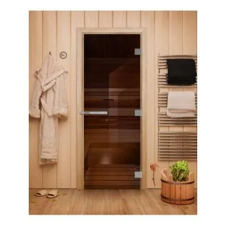 Дверь в баню и сауну Doorwood Эталон Бронза 1900x700 (стекло 10 мм, 3 петли) в Бобруйске