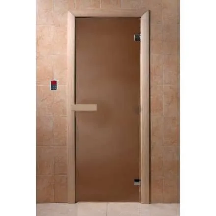 Дверь для бани стеклянная Doorwood Бронза матовая 1800x700 (хвоя, стекло 6 мм, 2 петли) в Бобруйске